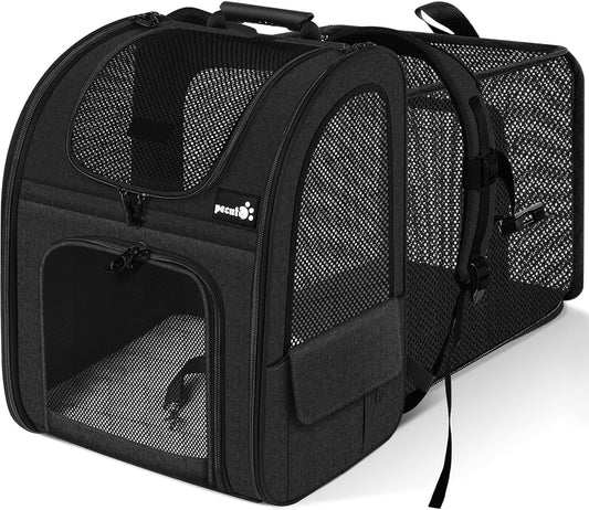 Pecute Pet Carrier Backpack, Large Cat Carrier Backpack, Expandable Cat Backpack with Breathable
