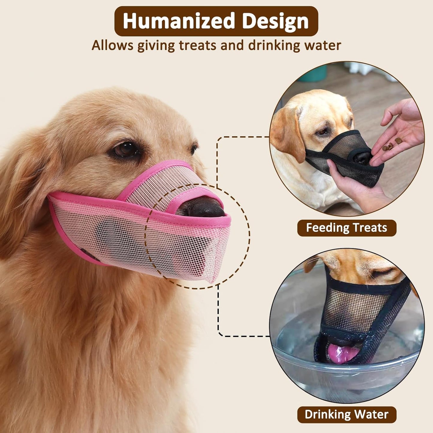 Crazy Felix Nylon Dog Muzzle for Small Medium Large Dogs Dachshund Beagle Poodle Labrador, Air Mesh Breathable and Drinkable Pet Mouth Guard for Anti-Biting Chewing Scavenging