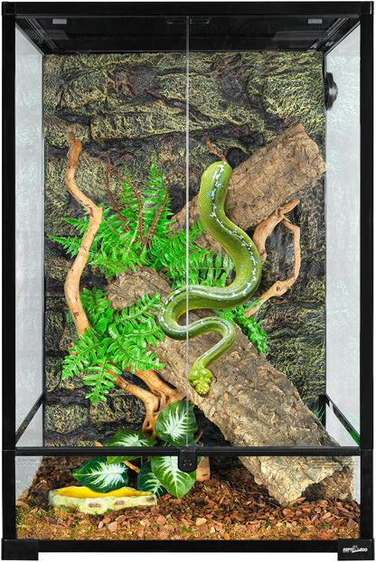REPTIZOO 90 Gallon Reptile Terrarium 24" x 24" x 36" Large Glass Reptile Tank, Tall Terrarium with Front Opening Door and Top Screen Ventilation Easy Assembly Habitat Tank