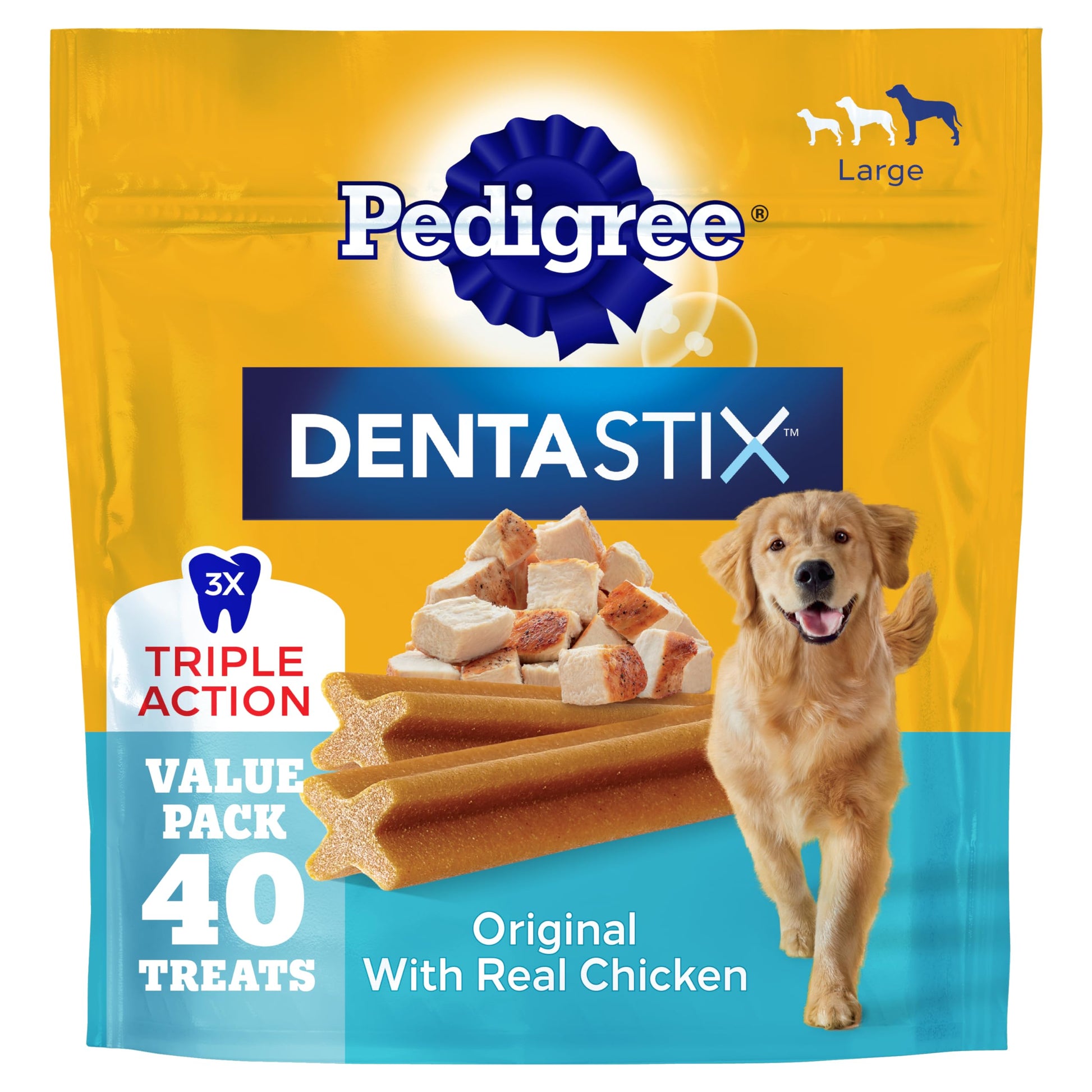Pedigree Dentastix Large Breed Dental Dog Treats. Chosen for real quality, fits naturally into