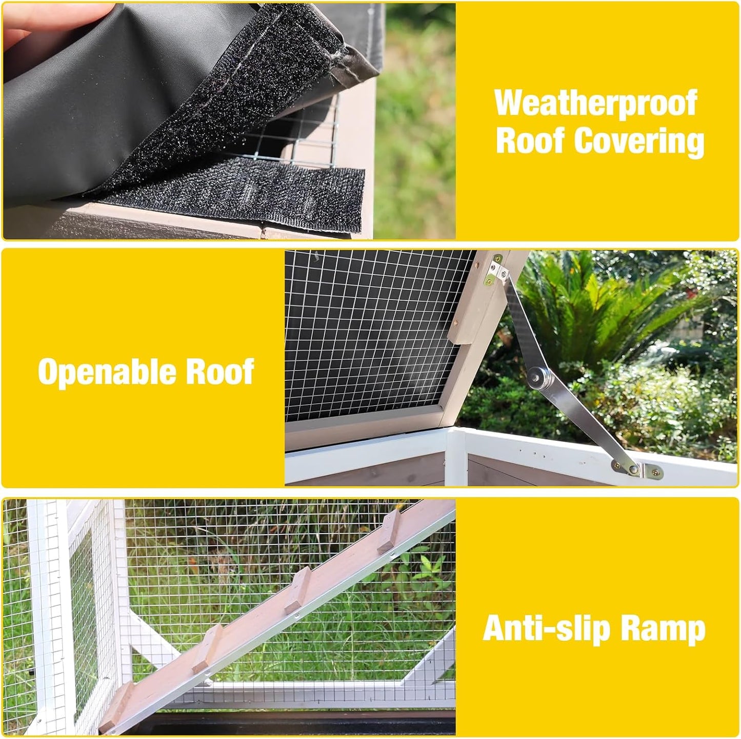 Aivituvin Rabbit Cage Indoor Outdoor Bunny Hutch on Wheels, 2 Story Wood Guinea Pig Cages with 2 Deeper Pull Out Trays