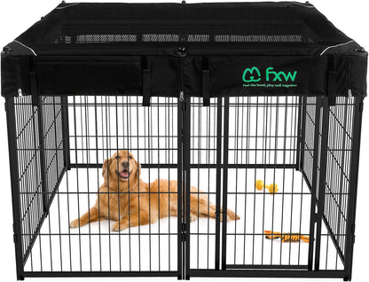 FXW Homeplus Unleashed Indoor Dog Playpen - Stress-Free and Safe Play, Heavy Duty 40 Inch 8 Wire Panels with Playpen Cover for Medium and Large Dogs, Black│Patented