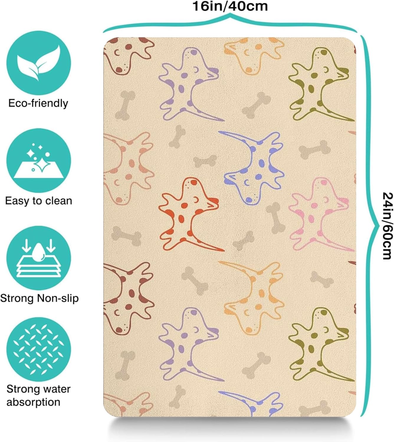 Pet Feeding Mat for Floors Waterproof Dog Mat for Food and Water Absorbent Quick Dry Non Slip mat for Cat Bowls