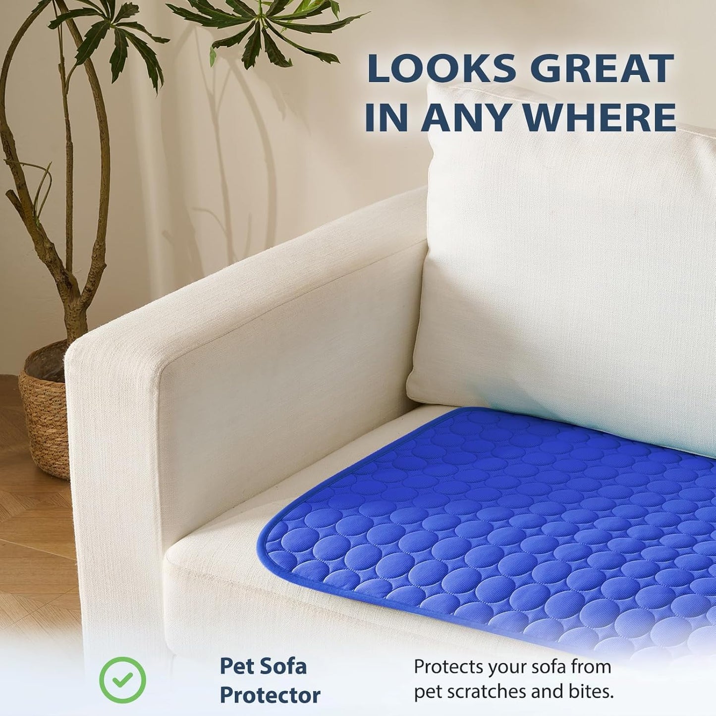 MICROCOSMOS Summer Cooling Mat & Sleeping Pad- Water Absorption Top, Materials Safe, Easy Carry, EZ Clean. Keep Cooling for Pets, Kids and Adults.(Dark Blue, 36" x36")