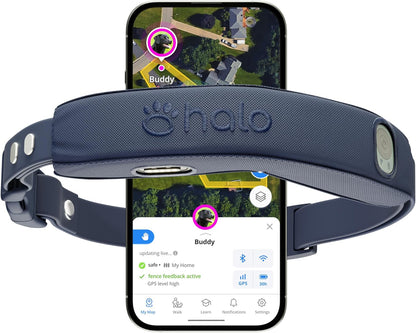 Halo Collar 4, All New GPS Wireless Dog Fence & Dog Training Collar with GPS Tracker, Subscription Required, Waterproof, One Size, Midnight