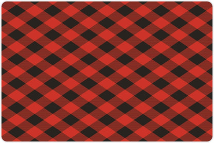Lunarable Buffalo Plaid Pet Mat for Food and Water, Grid Style Illustration with Horizontal Lines Pattern Diamond, Non-Slip Rubber Mat for Dogs and Cats, 18" X 12", Orange Charcoal