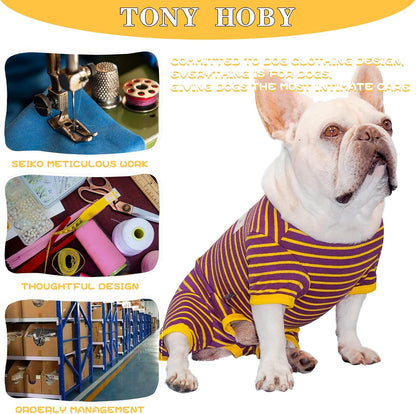 TONY HOBY Dog Pajamas, Male Dogs Warm Pajama with Thermal, Dog Jumpsuit Pajamas for Small Medium Dogs (Purple&Yellow, Boy, XXL)