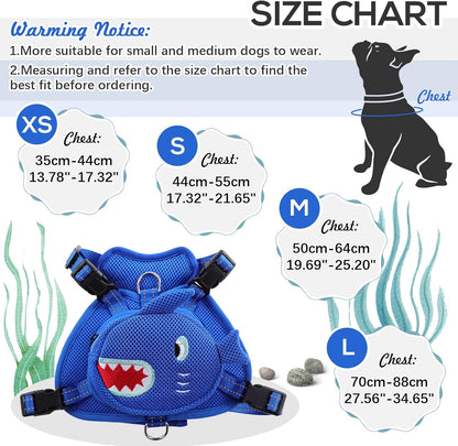 IDOMIK Dog Backpack Harness, No-Pull Dog Backpack with D-Ring for Small Medium Dogs, Cute Self Carrier Backpack for Dogs to Wear, Adjustable Dog Harness Backpack for Traveling Camping Hiking,Shark,XS