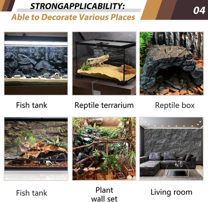 17.7x11.8in Rock Terrarium Background,3D Reptile Tank Background Board,Amphibian Stereo Backdrop Wall,Lizard Snake Gecko Spider Turtle Fish pet silo Background Decorative Panel(Yellow)