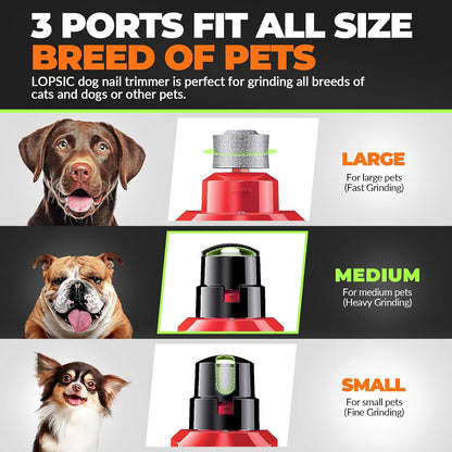 Dog Nail Grinder with 2 LED Lights Powerful 2 Speeds Super Quiet Dog Nail Trimmers with 3 Grinding Wheels Rechargeable Pet Dog Nail Clippers for Large Medium Puppy Dogs Dog Nail File Cat Nail Clipper