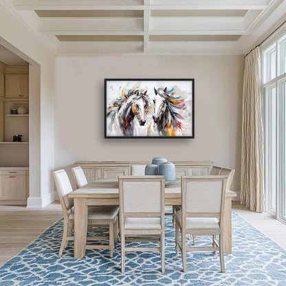 Quorin Horse Large Wall Art White Horse Animal Pictures Wall Decor Colorful Graffiti Canvas Print Painting Artwork for Bathroom Living Room Bedroom 36L x 24W