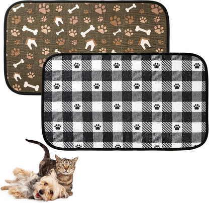 Dog Food Mats, Pet Bowl Mats, Super Absorbent and Dry, Prevents Spills, Non-Slip Design, Easy to Wash Machine Washable 14''x24'' (2 Pack)