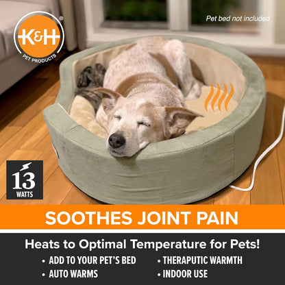 K&H Pet Products Pet Bed Warmer, Turn Any Pet Bed Into a Heated Cat or Dog Bed, Waterproof Indoor Heated Warming Pad Insert, Automatic Temperature, Safety Listed - Large 23.75 X 11in Tan