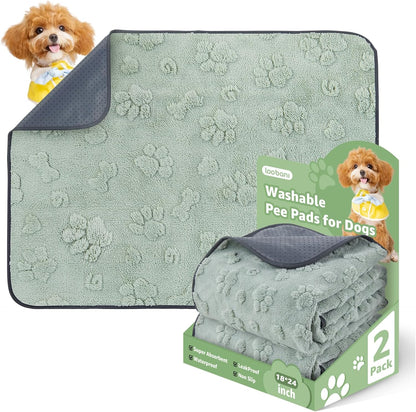 LOOBANI Washable Pee Pads for Dogs: 2 Pack Super Absorbent Reusable Puppy Pads, Leakproof and Waterproof Dog Training Pads Whelping Pads for Potty, Floor, Crate, Couch Bed and Travel, 18"x24"
