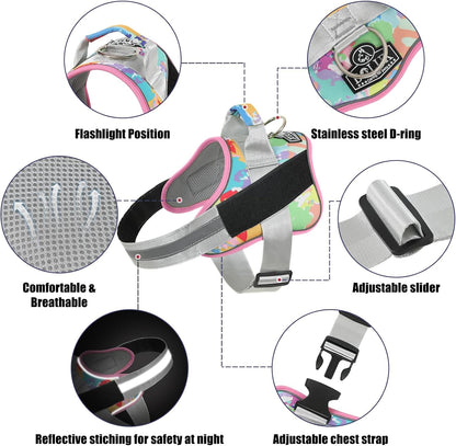 Bolux Dog Harness, No-Pull Reflective Dog Vest, Breathable Adjustable Pet Harness with Handle for Outdoor Walking - No More Pulling, Tugging or Choking (Large (Pack of 1), OilPainting)