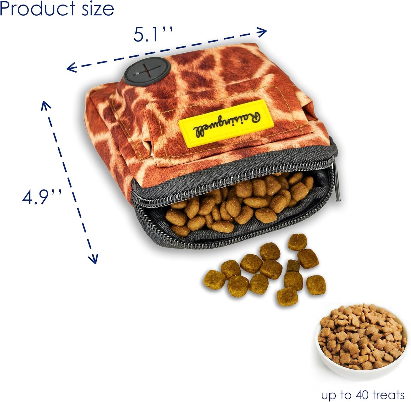 Dog Treat Pouch for Pet Walking and Training with Clicker Poop Bags and Double Bag Design Small Fanny Zipper Pack Holder for Puppy Snack Dispenser Kit for Leash and Outdoor Use Deer Hide Skin