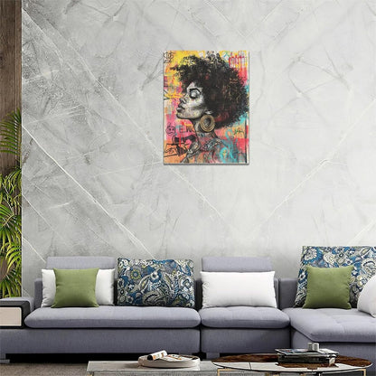 Quorin African American Wall Art Banksy Graffiti Black Woman Pictures Black Girl Wall Decor Canvas Print Painting Artwork for Bathroom Living Room Bedroom 12"x16"