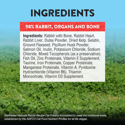 Northwest Naturals Freeze-Dried Rabbit Cat & Kitten Food – Bite-Sized Nibbles – Healthy, Limited, Human-Grade Ingredients, All-Natural, High-Protein Raw Diet – Complete & Balanced, Grain-Free – 11 oz