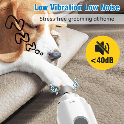 Dog Nail Grinder, 7-Speed Electric Dog Nail Trimmers with Dust-Absorbing Sponge & File for Small/Medium/Large Dogs & Cats, Rechargeable Dog Nail Clippers Grooming Kit Includes Storage Bag