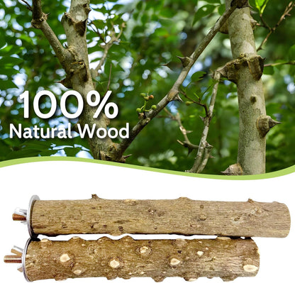 BNOSDM Natural Wood Bird Ladder Perch 6Pcs Parrot Stand Branches Climbing Chewing Stick Parakeet Swing Toys Cage Accessories Paw Grinding Fork Sets for Lovebirds Cockatiels Conure Budgies