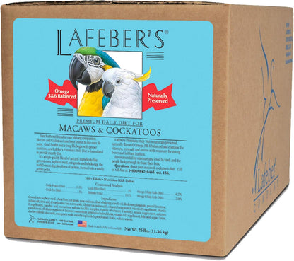 LAFEBER'S Premium Daily Diet Pellets Pet Bird Food, Made with Non-GMO and Human-Grade Ingredients, for Macaws and Cockatoos, 25 lb