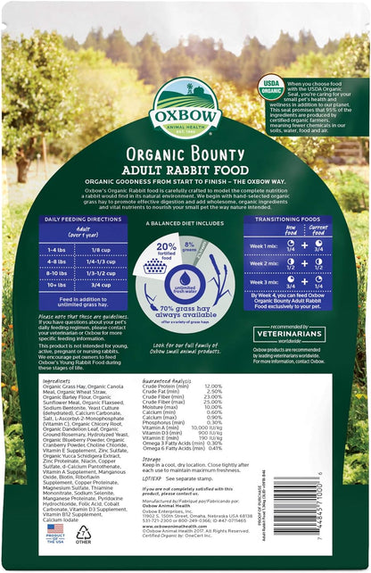 Oxbow Animal Health Organic Bounty Adult Rabbit Food - All Natural Rabbit Pellets - 3 lb.