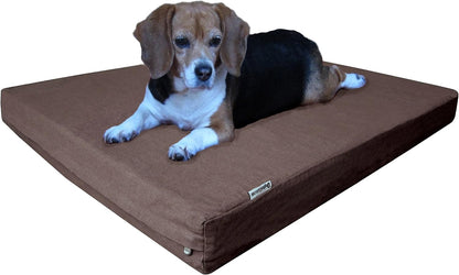 Dogbed4less Orthopedic Memory Foam Dog Bed for Medium Dogs with Washable Denim Cover, Waterproof Liner and Extra Pet Bed Case, 37X27X4 Inch, Brown