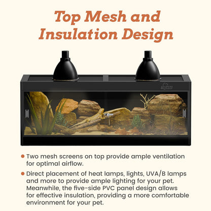 65 Gallon PVC Reptile Enclosure, RepWild 48"x18"x18" Terrarium/Tank with Heavy-Duty Screen Top, Glass Sliding Doors & Lock for Bearded Dragons, Ball Python, Geckos, Lizards