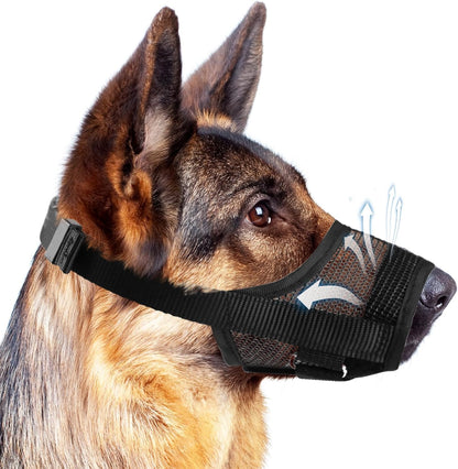 Dog Muzzle, Soft Mesh Muzzle for Large Dog Mouth Guard, Breathable Adjustable Muzzles to Prevent Biting, No Bark Muzzle for Dogs Allow Panting Drinking (Black, L)