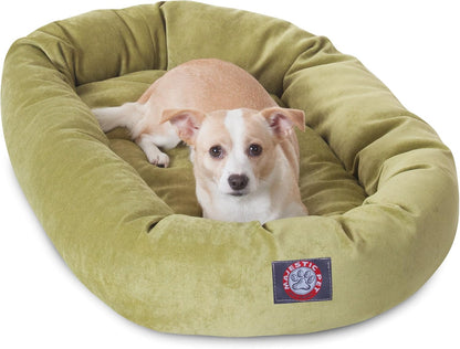 Majestic Pet 32 Inch Micro Velvet Calming Dog Bed Washable 32x23x7 (inch) – Cozy Soft Round Donut Dog Bed with Spine for Head Support - Pet Bed Medium – Apple