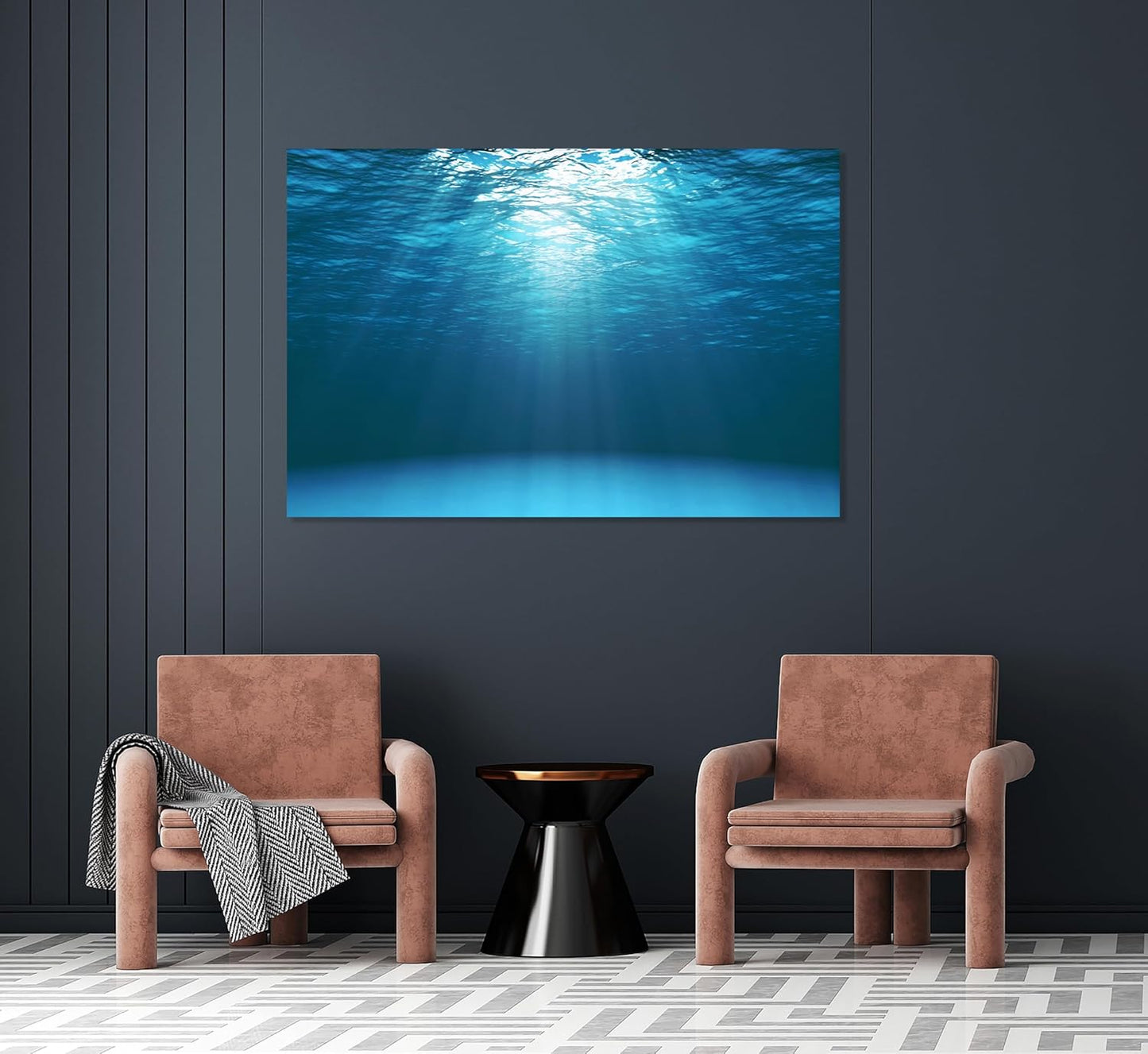 Nature Wall Art Prints - Ocean Forest Mountain Lake Canvas Landscapes - Small to Extra Large Living Room Bedroom Kitchen Bathroom Décor (Sun Rays Under Water, 28L" x 41W")