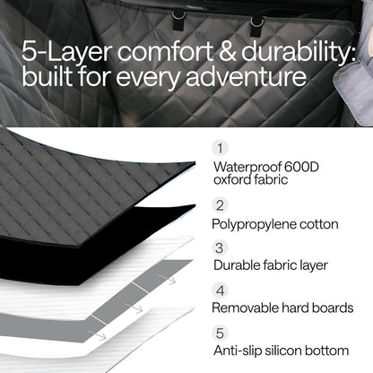 Truck Dog Seat Cover for Back Seat – Hard Bottom Hammock Holds 400lbs – Waterproof Pet Seat Protector for Large Dogs – Back Seat Extender Platform with Storage – Dog Car Seat Cover for Trucks SUV