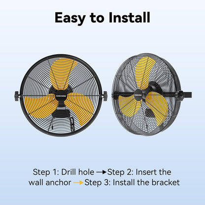 2PCS 14 Inch Wall Fan Pro Series - Waterproof Motor High Velocity Wall Mount Fans for Commercial, Residential, Warehouse, Covered Patio, Shop, Garage, Barn 3 Speed 3000 CFM UL Safety Listed