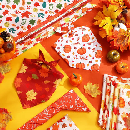 Chunful 30 Pcs Thanksgiving Fall Bandanas for Dogs Autumn Dog Bandanas with Maple Leaves Pumpkin Patterns Soft Bibs Triangle Doggie Scarf for Small Medium Large Pet Costume 25.6 x 17.7 x 17.7 Inch