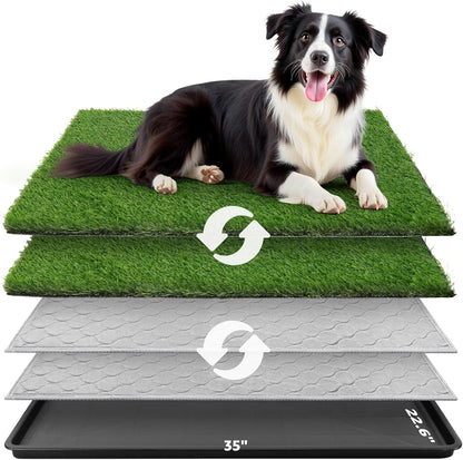 Dog Grass Large Potty Patch, Dog Litter Boxes Artificial Grass Bathroom Turf for Pet Training, Washable Puppy Pee Pad, Perfect Indoor/Outdoor Portable Potty Pet Loo