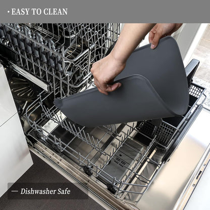 Waterproof Pet Feeding Mat with High Raised Edges, Heavier and Thicker Placemats for Cat Dog Water Bowl with BPA Free, Dogs Cats Food Mats for Messy Drinkers to Prevent Spill and Protect Floors