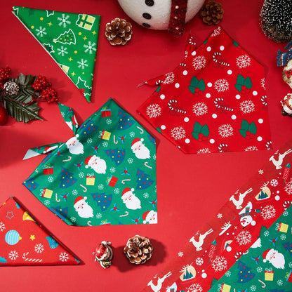 500 Pcs Christmas Bandanas for Dogs Xmas Bandanas Bulk with Santa Snowflake Candy Cane Patterns Soft Bibs Adjustable Triangle Doggie Scarf for Small Medium Large Pet 25.6 x 17.7 x 17.7 Inch