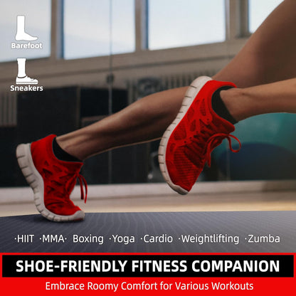 Large Exercise Mat for Home Workout,12‘x6’/10'x6'/9'x6'/8'x6'/7'x5'/6'x4' (7mm) Extra Thick Workout Mat, High-Density Gym Mat for Cardio, Jump Rope, MMA, Weights (Shoe-Friendly)