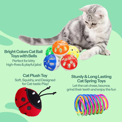 WiseChoice 15-in-1 Cat Toys, Rechargeable Dot Chase Light, Cat Spring Toy, Ball Toys with Bell and Plush Toy, Perfect for Solo or Interactive Gifts for Cats Kitten