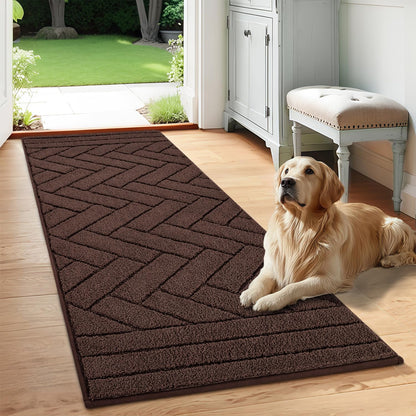 Tindbea Dog Mat for Muddy Paws,Absorbs Moisture Dirt Non-Slip Washable Mud Mat for Dogs,Soft Rubber Backing Front Inside Pet Rug for Entryway, Mud Dog Paws, Patio(24"x59",Coffee)