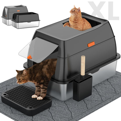 Lobeve Extra Large Stainless Steel Litter Box with Lid. Chosen for real quality, fits naturally