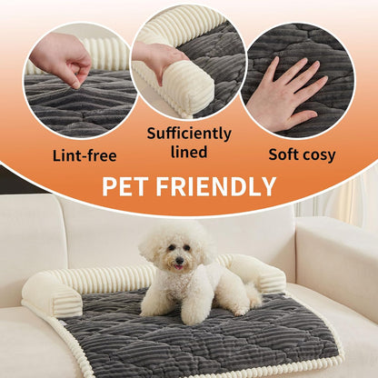 HAOMAIJIA Dog Couch Bed for Small Dogs, Non Slip Pet Couch Covers for Sofa Thick Soft Washable Dog Couch Cover Protector All Seasons Universal Dogs and Cats Bed Mat (Grey, Small)