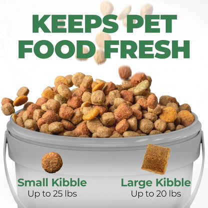 EconoHome Pet Food Storage Container – Holds Up to 25 lbs – Airtight Food Storage with Gamma Seal Lid – Heavy-Duty 90MIL Food Grade, BPA-Free Plastic – Easy Carry Handle – Grey