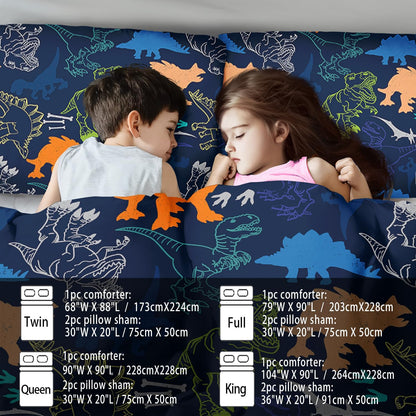 Blue Dinosaur Comforter Set Twin Boys,Cute Dinosaur Bedding Set Twin for Kids,Kawaii Dragon Comforter Blue Bedroom Decor,Cute Animal Bedding Kawaii Animal Quilt Boys