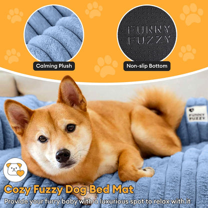 FUNNY FUZZY Pet Couch Cover for Sofa, Calming Dog Bed for Couch, Fluffy Plush Dog Couch Mat for Furniture Protector for Large Medium Small Pets, 47×37 in, Blue