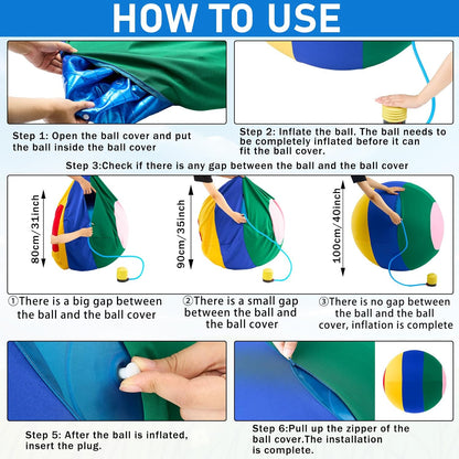 40inch Giant Herding Ball with Ball Cover Anti Burst Please Watch VCR for How to Inflation Horse Toys for Horses Stall Entertainment Play, Pump Included (Mixed Color,Classic)