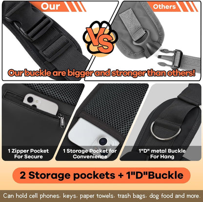 YUDODO Pet Sling Carrier for Small Dogs & Cats – Hands-Free Puppy Carrier with Safety Hook, Large Zipper Pocket, Soft Breathable Mesh, Adjustable Strap & Reflective Strip (Black 2.0 M)