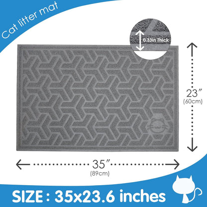 UPSKY Cat Litter Mat, Litter Trapping Mat Soft on Kitty Paws, Large Litter Box Mat 35" x 24" Scatter Control for Cat Litter, Waterproof and Extra Large Litter Box Carpet