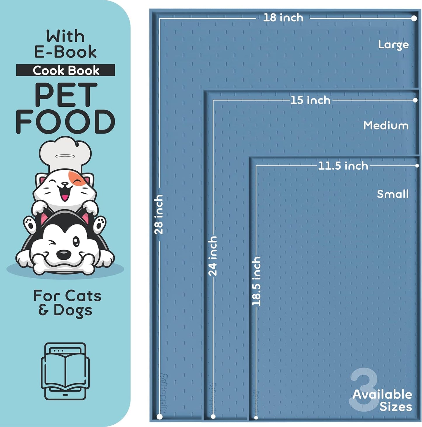 Dog Food Mat - 24x15 Raised Edges Dogs Mat for Food and Water Prevent Spill, Waterproof Cat Food Mats Protect Floors, Easy Clean Dog Bowl Mats for Food and Water, Silicone Pet Feeding Placemats