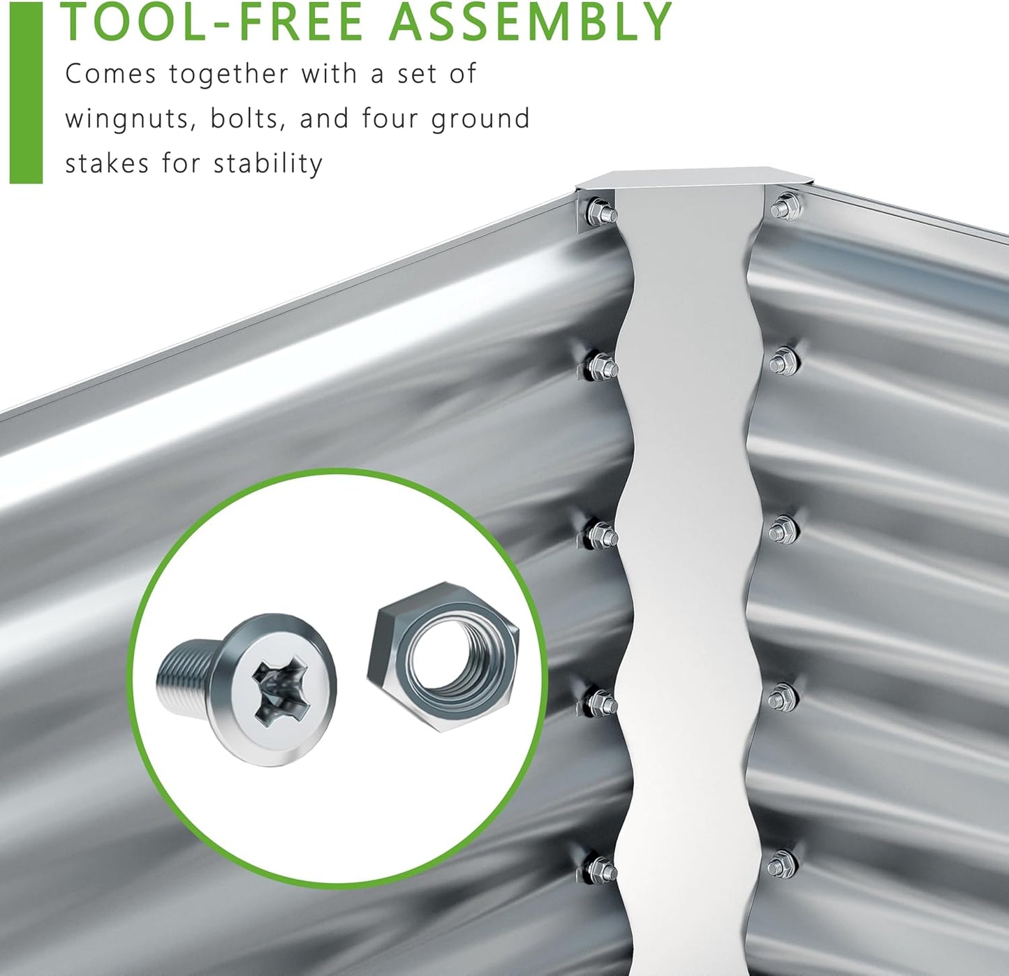 EKX 8x4x2FT Galvanized Raised Garden Bed, Raised Garden Bed Kit-Metal Planter Box Outdoor,Planting for Vegetables, Fruits,Herbs, Flowers-Slive